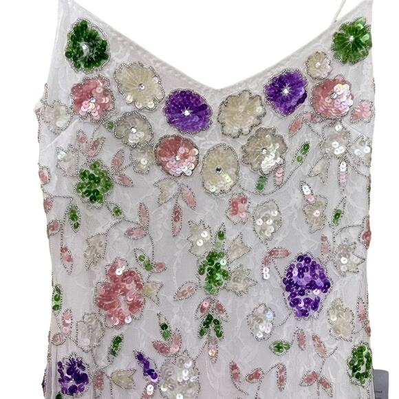 Mag Duggal Sequin Floral Embellished Lace Sheath White Formal Gown Size 2 NWT - Picture 6 of 8